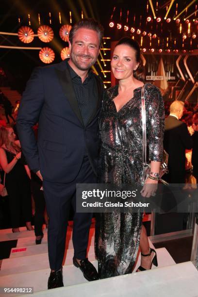 Singer Sasha and his wife Julia Roentgen during the 2nd ABOUT YOU Awards 2018 at Bavaria Studios on May 3, 2018 in Munich, Germany.