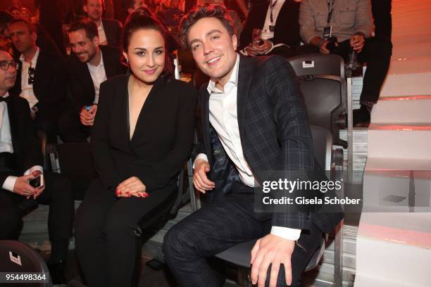 Nina Mogaddham, Philipp Isterewicz during the 2nd ABOUT YOU Awards 2018 at Bavaria Studios on May 3, 2018 in Munich, Germany.