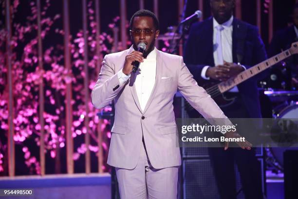 Producer Sean Combs speaks onstage during VH1's 3rd Annual "Dear Mama: A Love Letter To Moms" - Inside Show at The Theatre at Ace Hotel on May 3,...