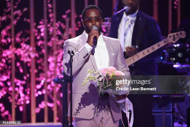 Producer Sean Combs speaks onstage during VH1's 3rd Annual "Dear Mama: A Love Letter To Moms" - Inside Show at The Theatre at Ace Hotel on May 3,...