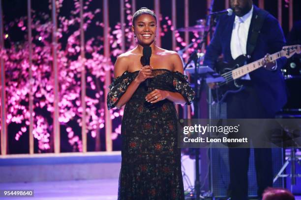 Actress Gabrielle Union speaks onstage during VH1's 3rd Annual "Dear Mama: A Love Letter To Moms" - Inside Show at The Theatre at Ace Hotel on May 3,...