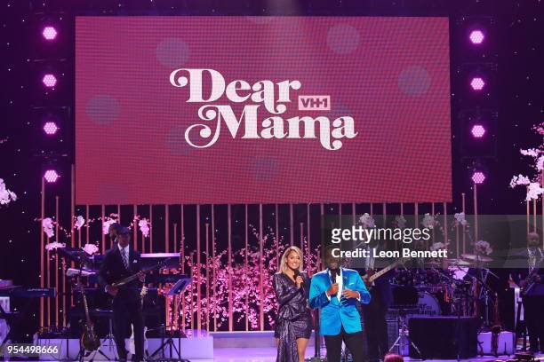 Actors La La Anthony and Anthony Anderson speaks onstage during VH1's 3rd Annual "Dear Mama: A Love Letter To Moms" - Inside Show at The Theatre at...
