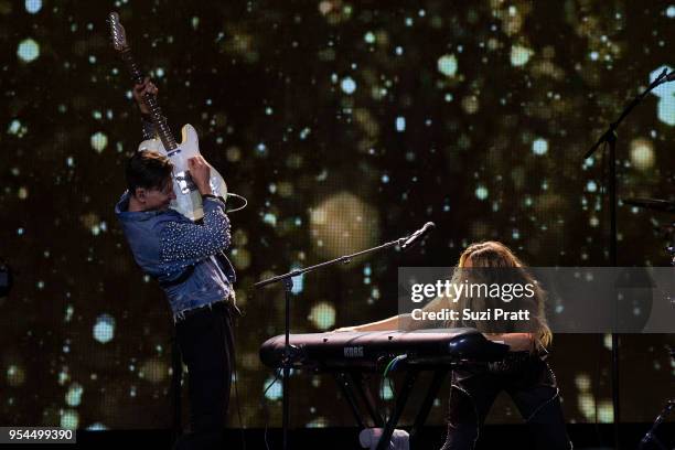 Singer and songwriter Rachel Platten performs at WE Day at Key Arena on May 3, 2018 in Seattle, Washington.