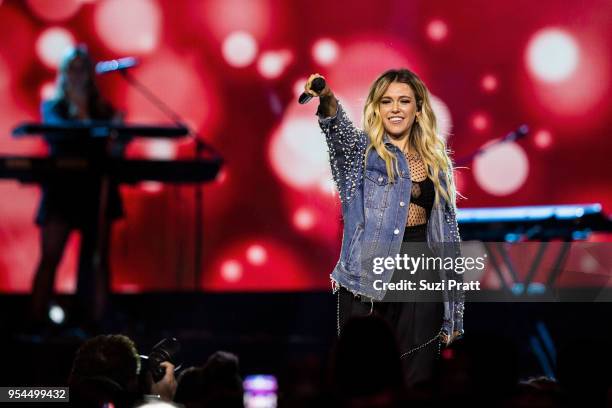 Singer and songwriter Rachel Platten performs at WE Day at Key Arena on May 3, 2018 in Seattle, Washington.