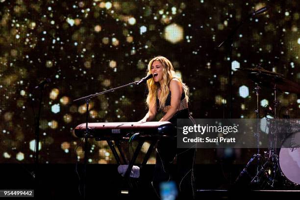 Singer and songwriter Rachel Platten performs at WE Day at Key Arena on May 3, 2018 in Seattle, Washington.