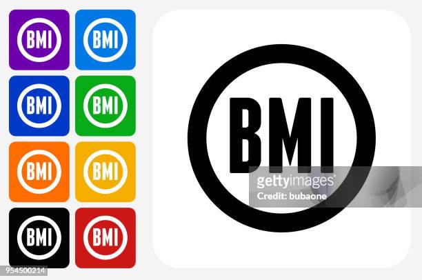 body mass index icon square button set - body mass index chart stock illustrations
