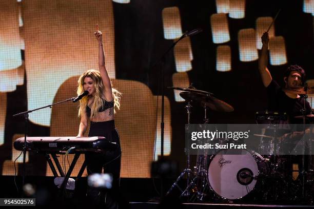 Singer and songwriter Rachel Platten performs at WE Day at Key Arena on May 3, 2018 in Seattle, Washington.