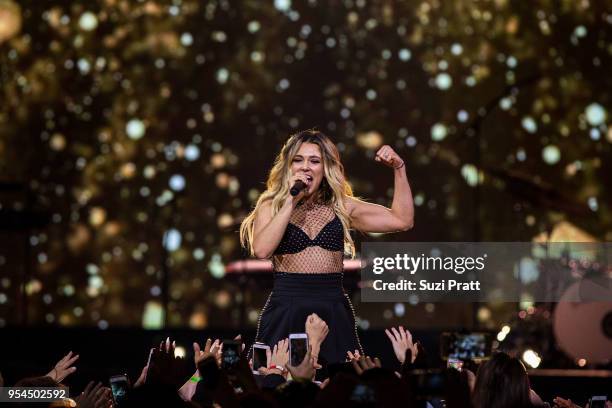 Singer and songwriter Rachel Platten performs at WE Day at Key Arena on May 3, 2018 in Seattle, Washington.