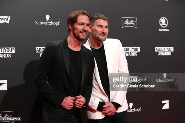 Thomas Hayo, GNTM, and Fashion designer Michael Michalsky during the 2nd ABOUT YOU Awards 2018 at Bavaria Studios on May 3, 2018 in Munich, Germany.