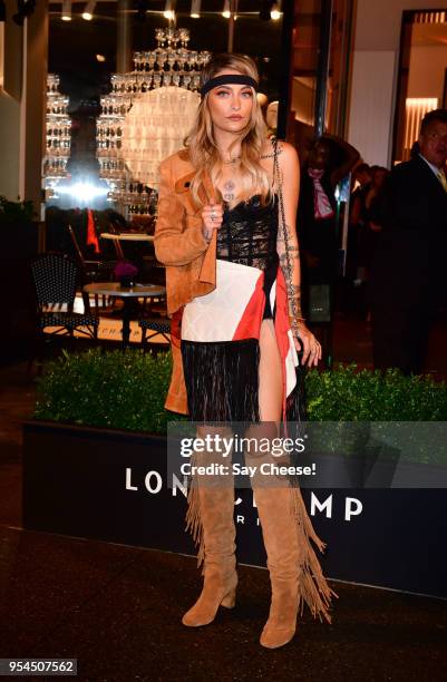 Paris Jackson arrives to the Longchamp Opening at Longchamp Fifth Avenue on May 3, 2018 in New York City.