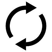 Icon swap resumes, spinning arrows in circle, vector symbol sync, renewable product exchange, change renew