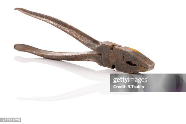 old rusty pliers isolated on a white background - pliers stock pictures, royalty-free photos & images