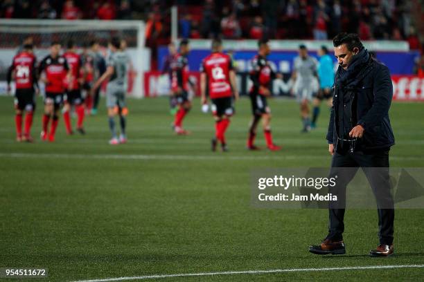 Antonio Mohamed, coach of Monterrey leaves the field after the quarter finals first leg match between Tijuana and Monterrey as part of the Torneo...