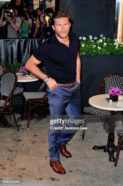 Scott Eastwood at launch of Cafe de Longchamps store on May 3, 2018 in New York City.