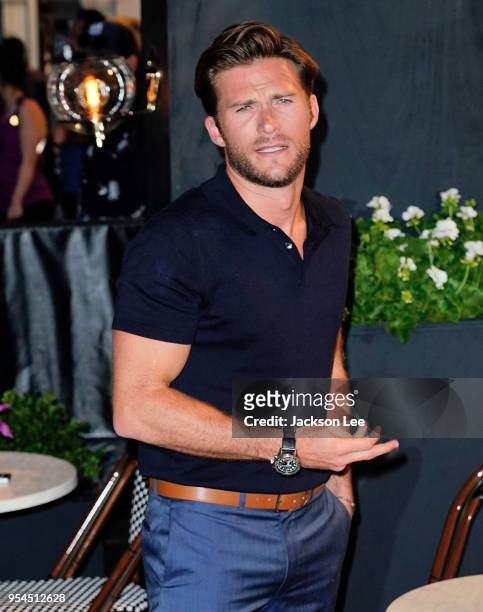 Scott Eastwood at launch of Cafe de Longchamps store on May 3, 2018 in New York City.