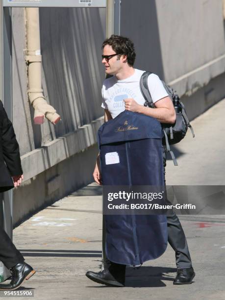 Bill Hader is seen arriving at 'Jimmy Kimmel Live' on May 03, 2018 in Los Angeles, California.