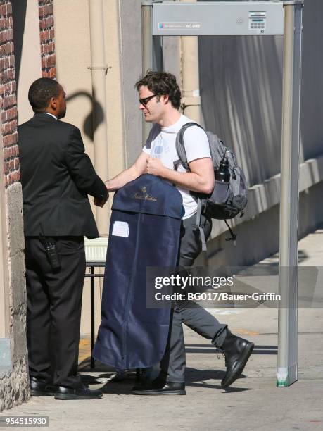 Bill Hader is seen arriving at 'Jimmy Kimmel Live' on May 03, 2018 in Los Angeles, California.