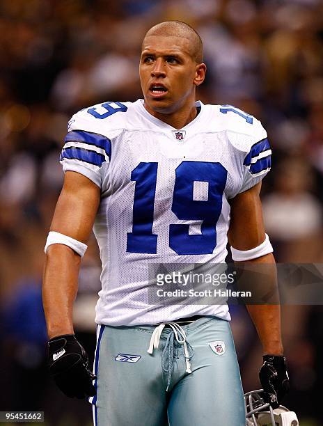 Miles Austin of the Dallas Cowboys is seen on the field during the game against the New Orleans Saints at the Louisiana Superdome on December 19,...