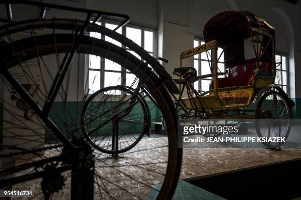 View taken on May 3, 2018 of the exhibition "Urbanus Cyclus" at the Museum of Art and Industry in Saint-Etienne. - This exhibition dedicated to bikes...