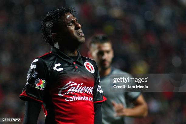 Miler Bolanos of Tijuana reacts during to the quarter finals first leg match between Tijuana and Monterrey as part of the Torneo Clausura 2018 Liga...