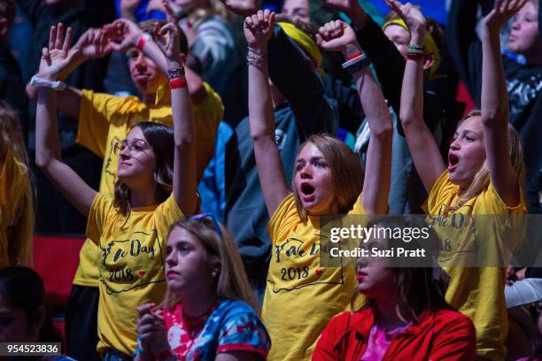 Students enjoy WE Day at Key Arena on May 3, 2018 in Seattle, Washington.