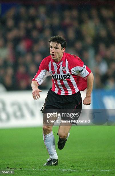 Mark Van Bommel of PSV Eindhoven in action during the UEFA Cup Quarter Finals second leg match against Kaiserslautern played at the Philips Stadion,...