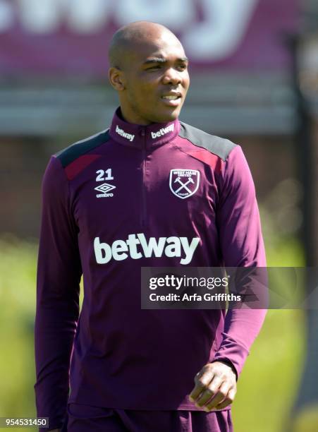 Angelo Ogbonna of West Ham United during Training at Rush Green on May 4, 2018 in Romford, England.