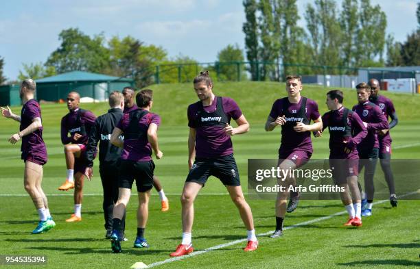 Andy Carroll of West Ham United during Training at Rush Green on May 4, 2018 in Romford, England.