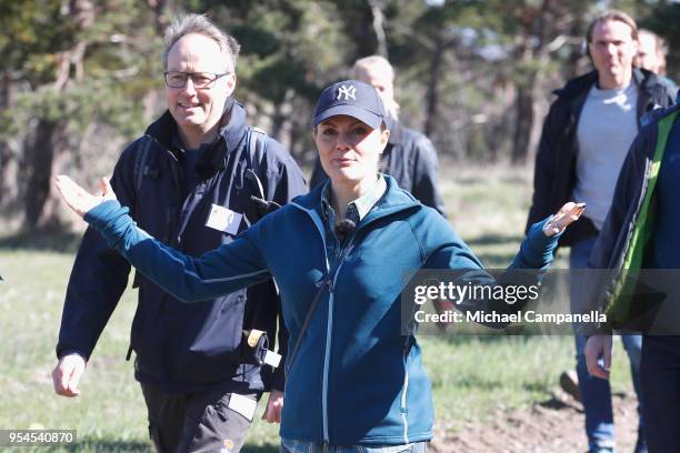 Crown Princess Victoria of Sweden is seen hiking at Hall-Hangvar Nature Reserve on May 4, 2018 in Gotland, Sweden. With the hikes, the Crown Princess...