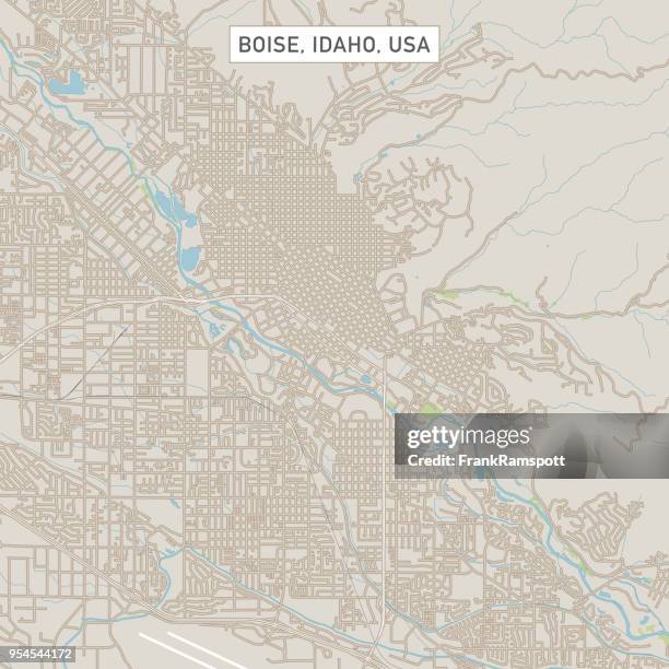 ilustraciones, imágenes clip art, dibujos animados e iconos de stock de mapa de calle de la ciudad de boise idaho estados unidos - idaho