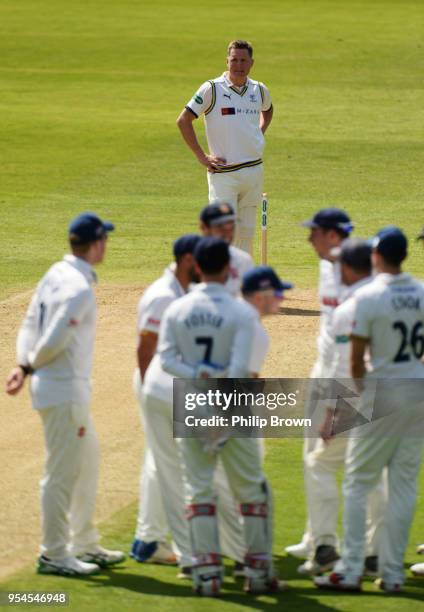 Gary Ballance of Yorkshire looks on as his team are nine down during day one of the Specsavers County Championship Division One cricket match between...