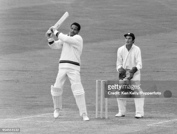 Garfield Sobers of West indies batting for Rest of the World XI during his innings of 80 runs in the 3rd match of the five-match series between...