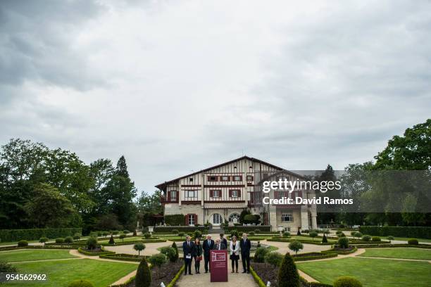 Michel Camdessus, Former Managing Directo of the IMF reads a statement during the International event to advance in the resolution of the conflict in...