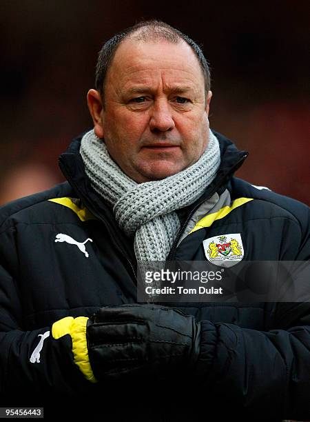 Manager of Bristol City Gary Johnson looks on prior to the Coca Cola Championship match between Bristol City and Watford at Ashton Gate on December...