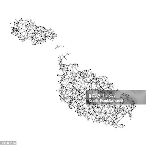 malta map network black and white - modern malta stock illustrations