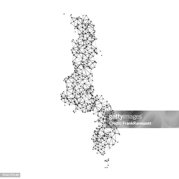 malawi map network black and white - malawi stock illustrations