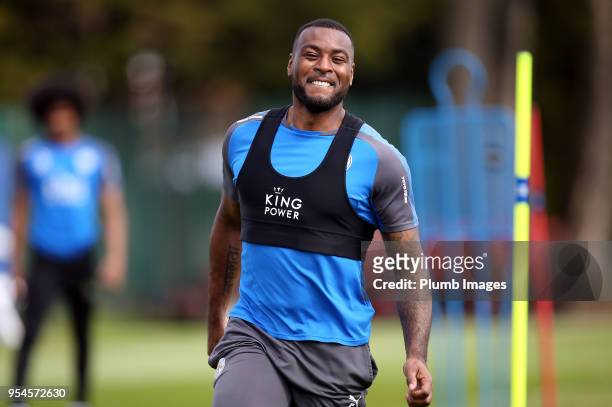 Wes Morgan during the Leicester City training session at Belvoir Drive Training Complex on May 04 , 2018 in Leicester, United Kingdom.