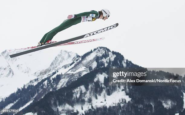 Tom Hilde of Norway competes during the FIS Ski Jumping World Cup event at the 58th Four Hills Ski Jumping Tournament on December 28, 2009 in...