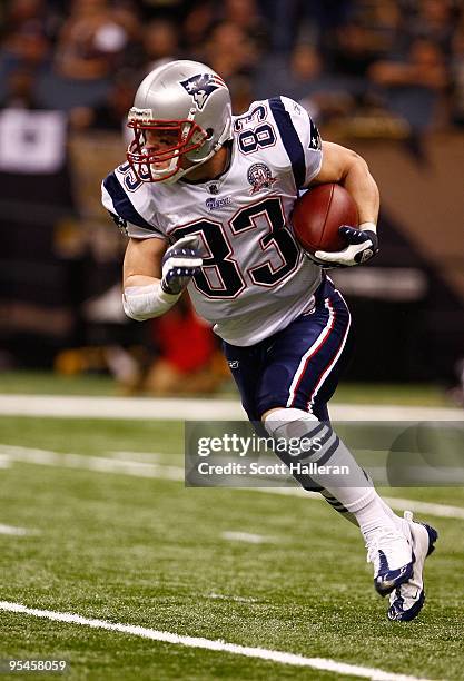 Wes Welker of the New England Patriots runs upfield during the game against the New Orleans Saints at the Louisiana Superdome on November 30, 2009 in...