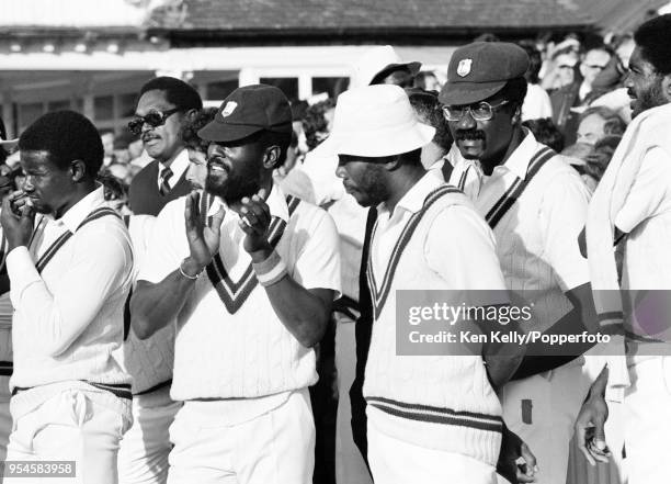 The West Indies players watch the presentation ceremony after the 2nd Texaco Trophy One Day International between England and West Indies at Trent...