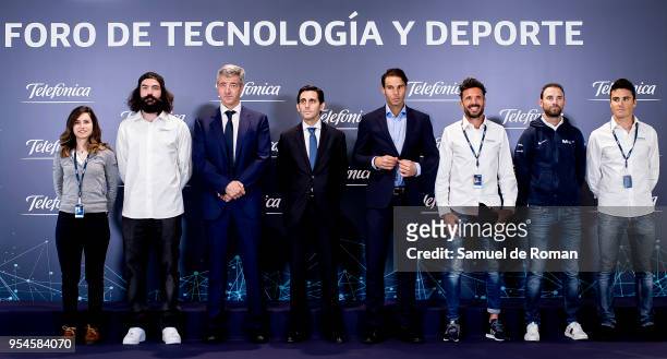 Luordes Oyarbide, Regino Hernandez, Rafa Nadal, Alejandro Valverde, Chema Martinez, Javier Gomez Noya and Jose Maria Alvarez Pallete during the...