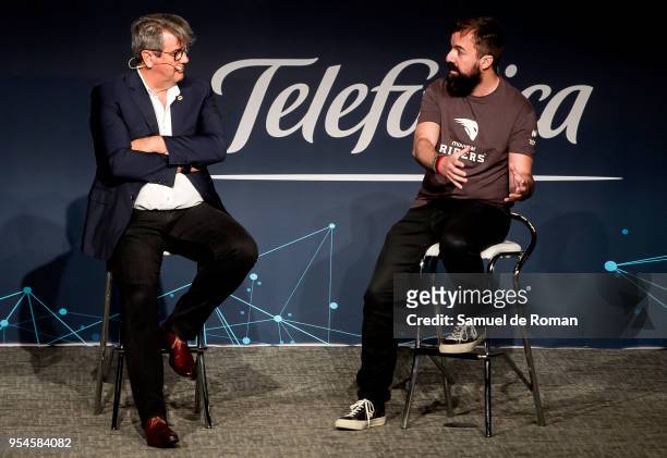 Fernando Piquer, and Enrique Blanco during the 'Tecnologia Y Deporte' forum in Madrid on May 4, 2018 in Madrid, Spain.