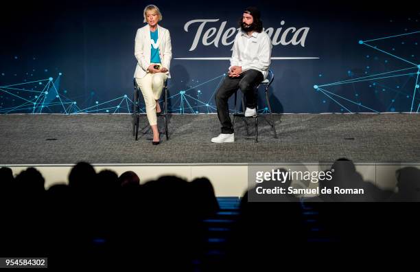 Regino Hernandez and Maria Jose Lopez during the 'Tecnologia Y Deporte' Forum in Madrid on May 4, 2018 in Madrid, Spain.