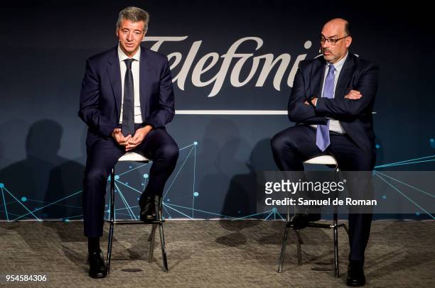 Miguel Angel Gil Marin and Emilio Gayo during the 'Tecnologia Y Deporte' Forum in Madrid on May 4, 2018 in Madrid, Spain.