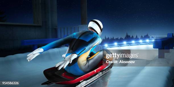 male luge athlete in start line - luge stock pictures, royalty-free photos & images