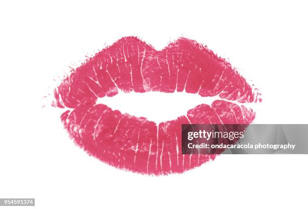 woman lip print - lippenstift afdruk stockfoto's en -beelden