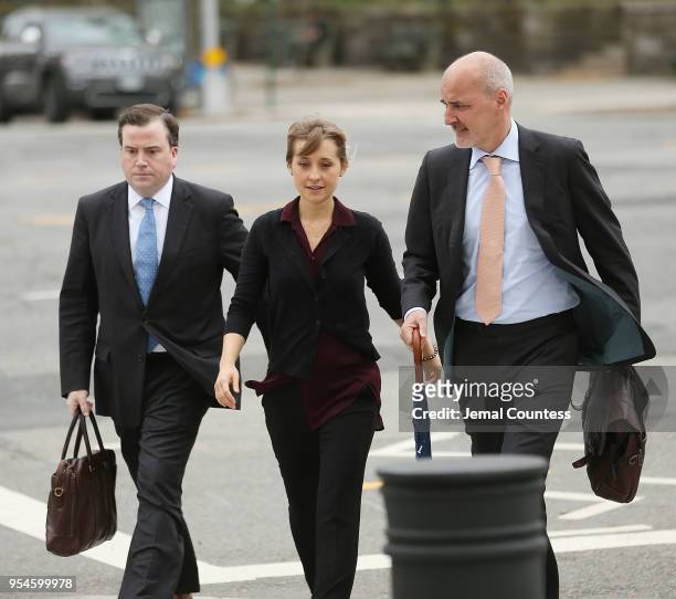 Actress Allison Mack arrives at the United States Eastern District Court for a bail hearing in relation to the sex trafficking charges filed against...