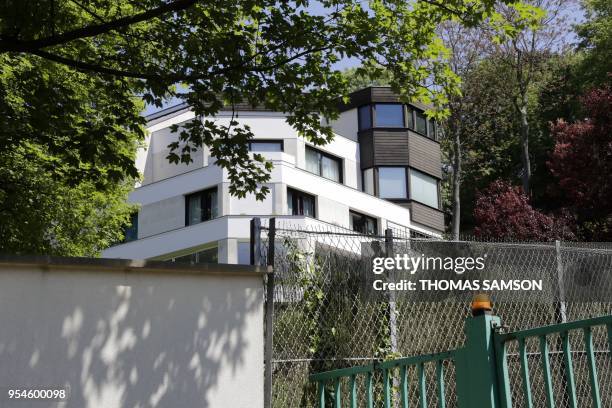 The house of Paris Saint-Germain's Brazilian forward Neymar is seen on May 4, 2018 in Bougival after Brazil star Neymar flew back into France to...