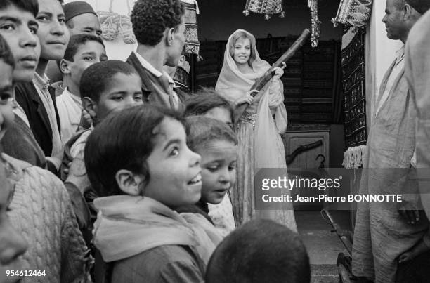 Michèle Mercier lors du tournage du film 'Angélique et le Sultan' en mars 1967 en Tunisie.
