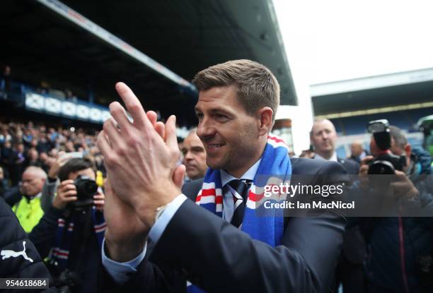 Steven Gerrard is unveiled as the new manager of Rangers football Club at Ibrox Stadium on May 4, 2018 in Glasgow, Scotland.